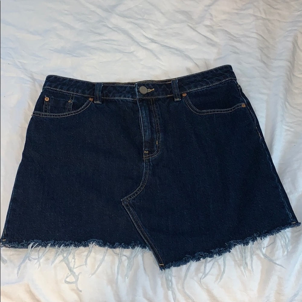 UO Distressed Dark Denim Jean Skirt